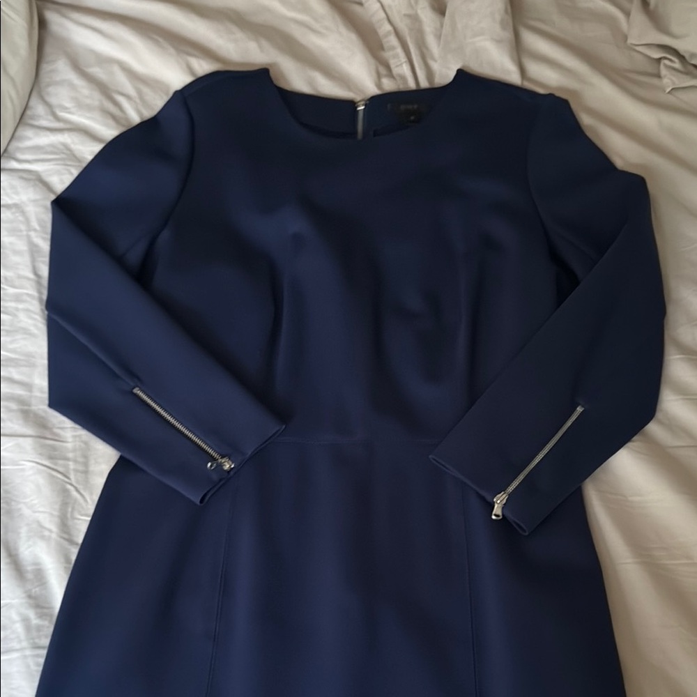 J. Crew Blue Sheath Dress with Long Sleeves